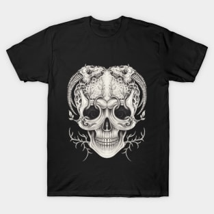 Skull head surrealist art and skull animal. T-Shirt